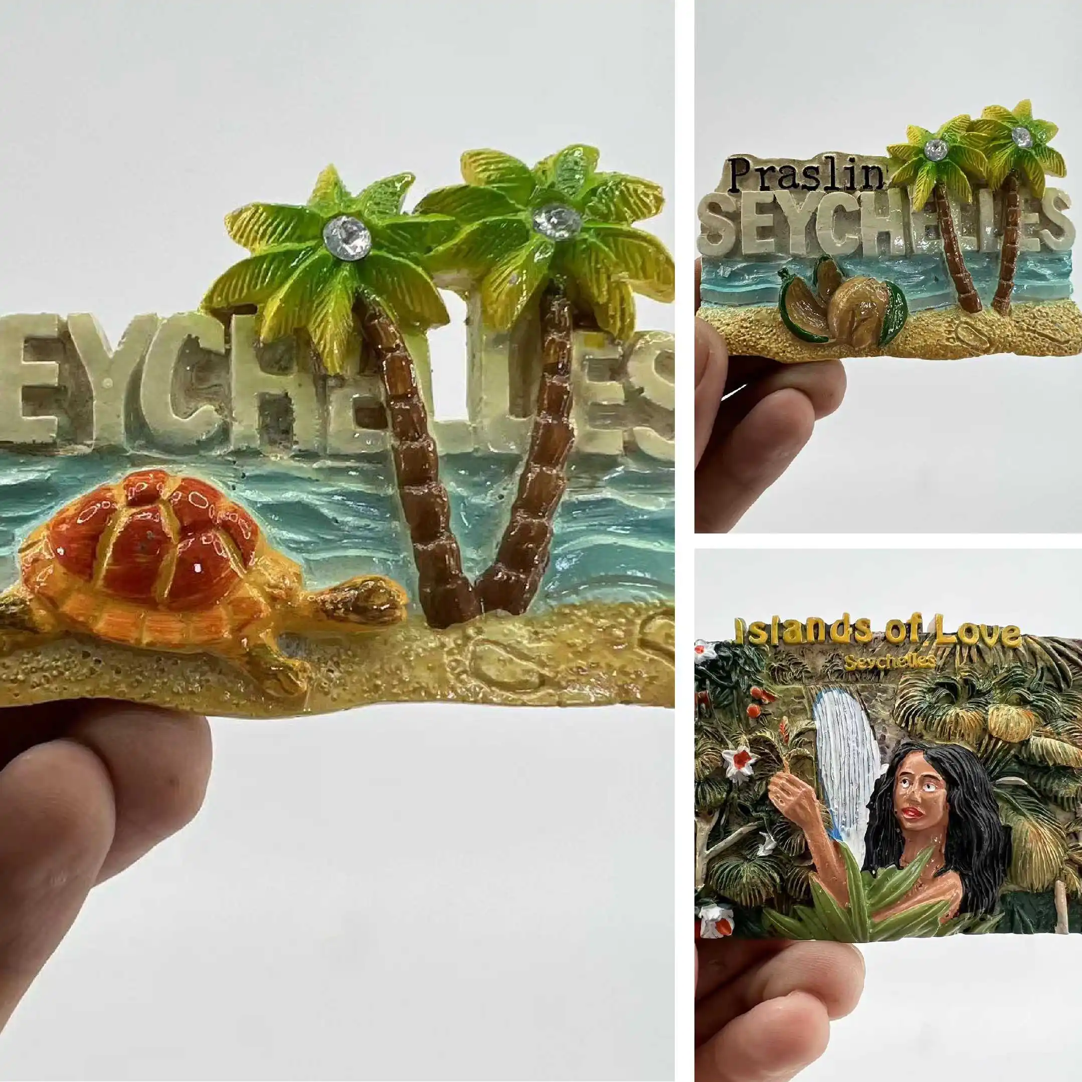 

Seychelles Lslands Refrigerator Sticker Travel Souvenir Three-dimensional Decorative Artifact Resin Hand-painted Magnet Birthday