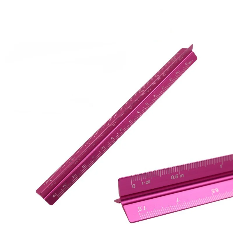 Regla de escala Triangular, 1 Uds., 15cm, aleación de aluminio, Metal, escala transparente precisa para dibujo arquitectónico, bocetos de ingeniería, estudiantes