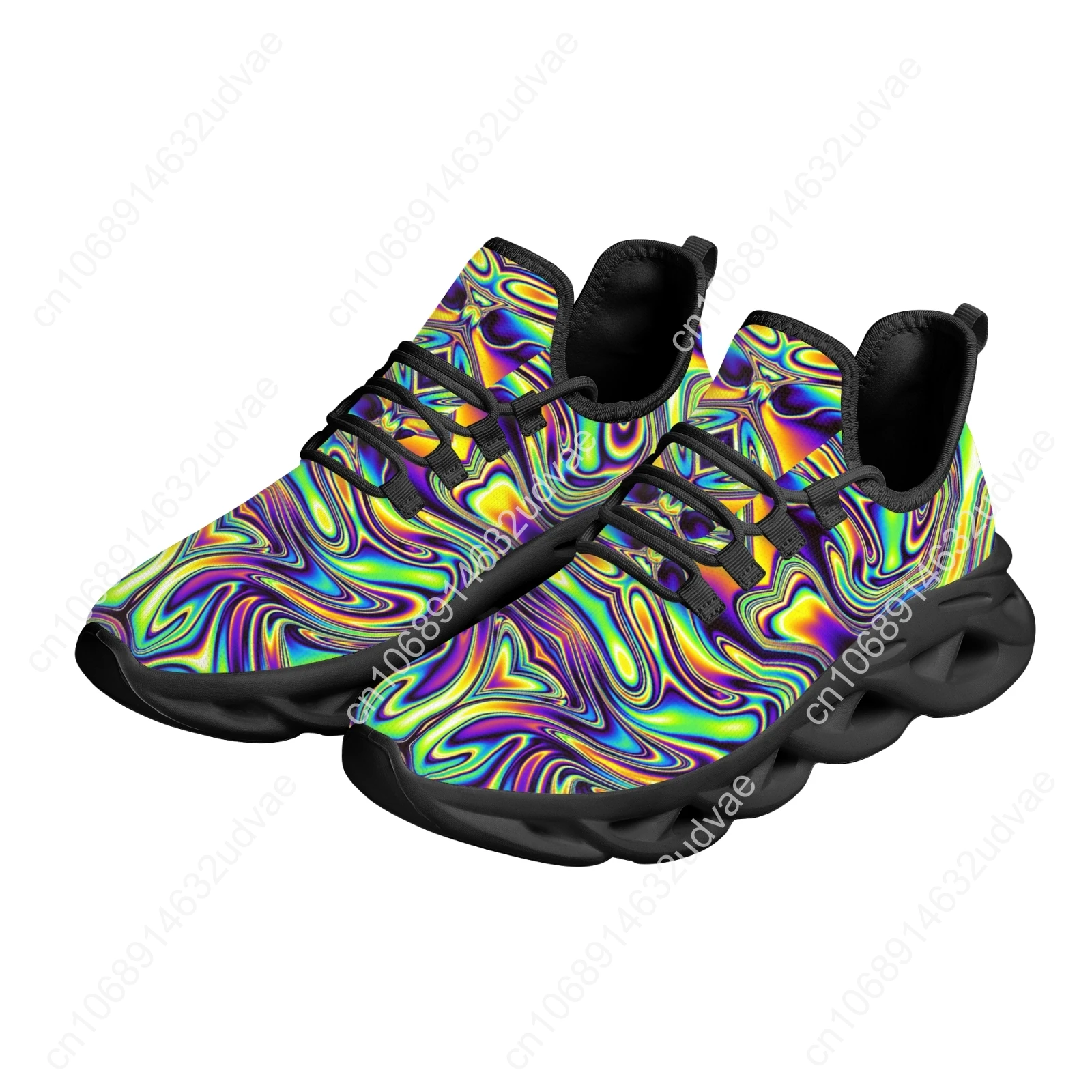 Fashion Trippy Colorful Mesh Breathable Outdoor Shoes Comfortable Casual Shoes Spring Running Shoes Soft Flat Shoe