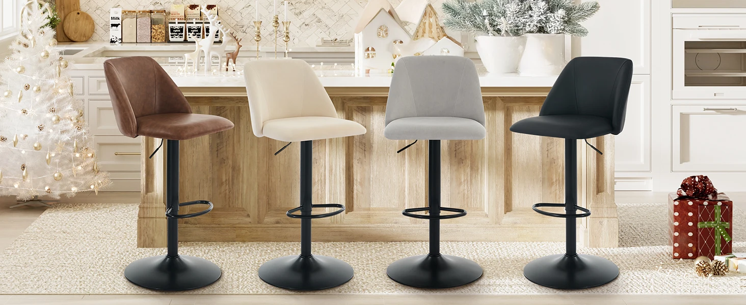 COLAMY Four bar stools in holiday kitchen setting