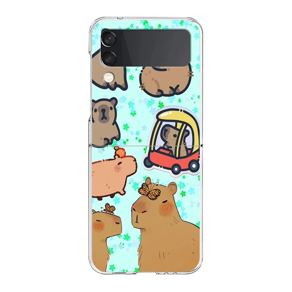 Cartoon Capybara Harte PC-Handyhülle für Samsung Galaxy Z Flip 5 4 3, transparente Abdeckung für Galaxy Z Flip 6, faltbar, stoßfest – Detail 7
