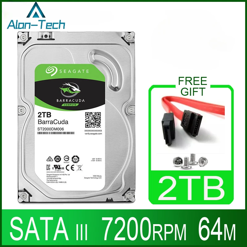 Seagate Disco Rigido Da 2 Tb Hdd Desktop Interno Hd 2000Gb 2 Tb Harddisk 7200Rpm 64M 3.5 "6 Gb/S Cache Sata Iii Per Computer Pc