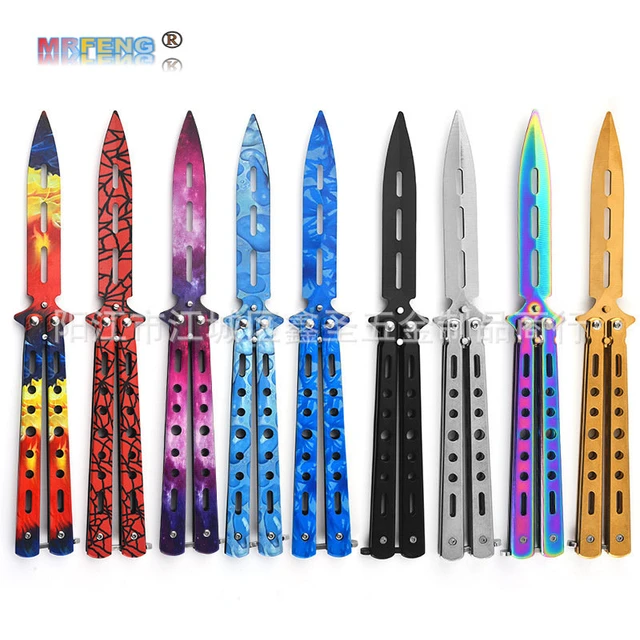 Cuchillo de mariposa de práctica portátil CSGO Balisong, cuchillo de  mariposa Transformable, cuchillos de entrenamiento plegables de acero de  aleación, juegos al aire libre - AliExpress