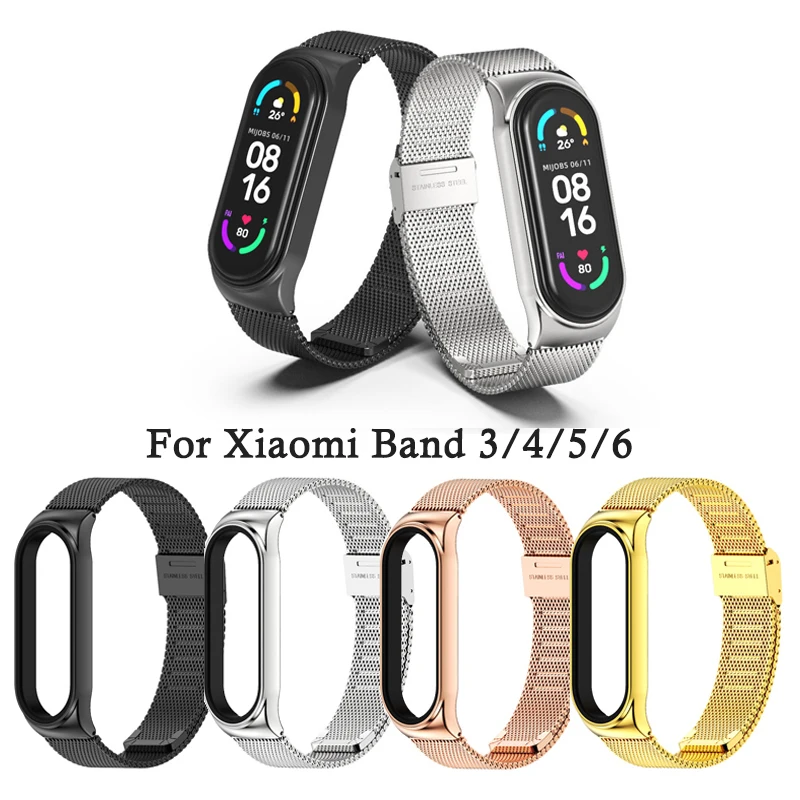 

Strap for Xiaomi Band 3/4/5/6 Wristband Bracelet Metal Strap Metal Stainless Steel Smart Watch Belt Buckle Magnetic