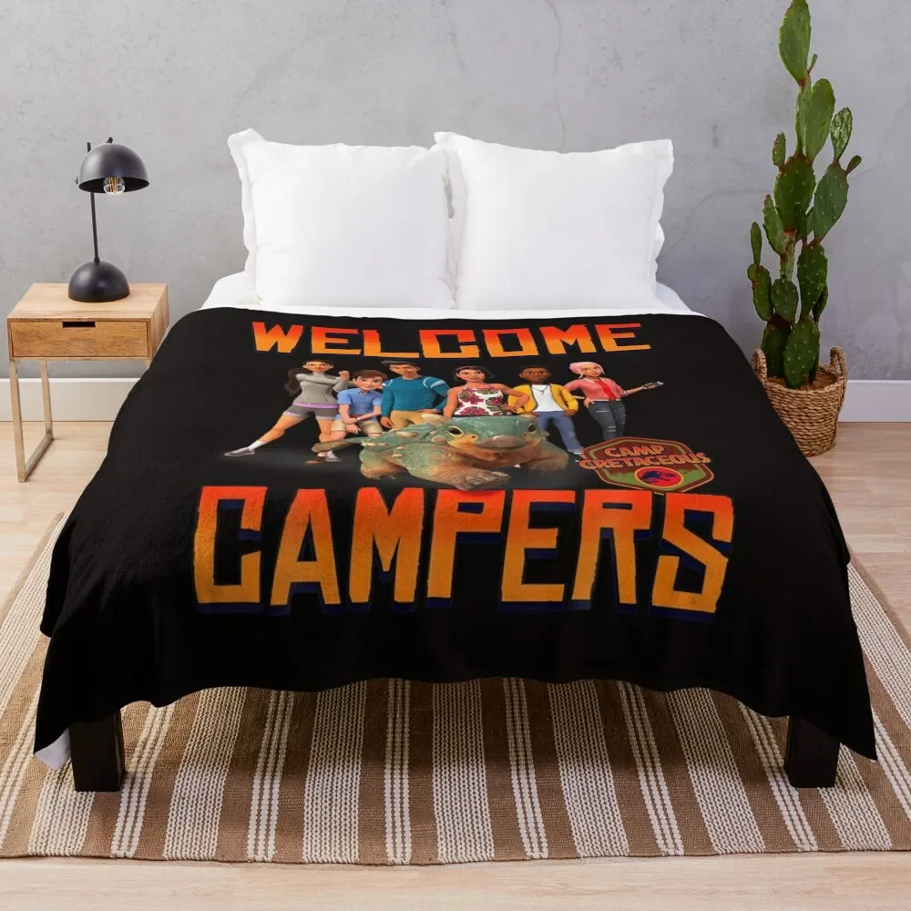 Jurassic World Camp Cretaceous Welcome Campers Group T Shirt Throw Coperta Kid'S For Winter Stuffeds Bed Plaid Coperte
