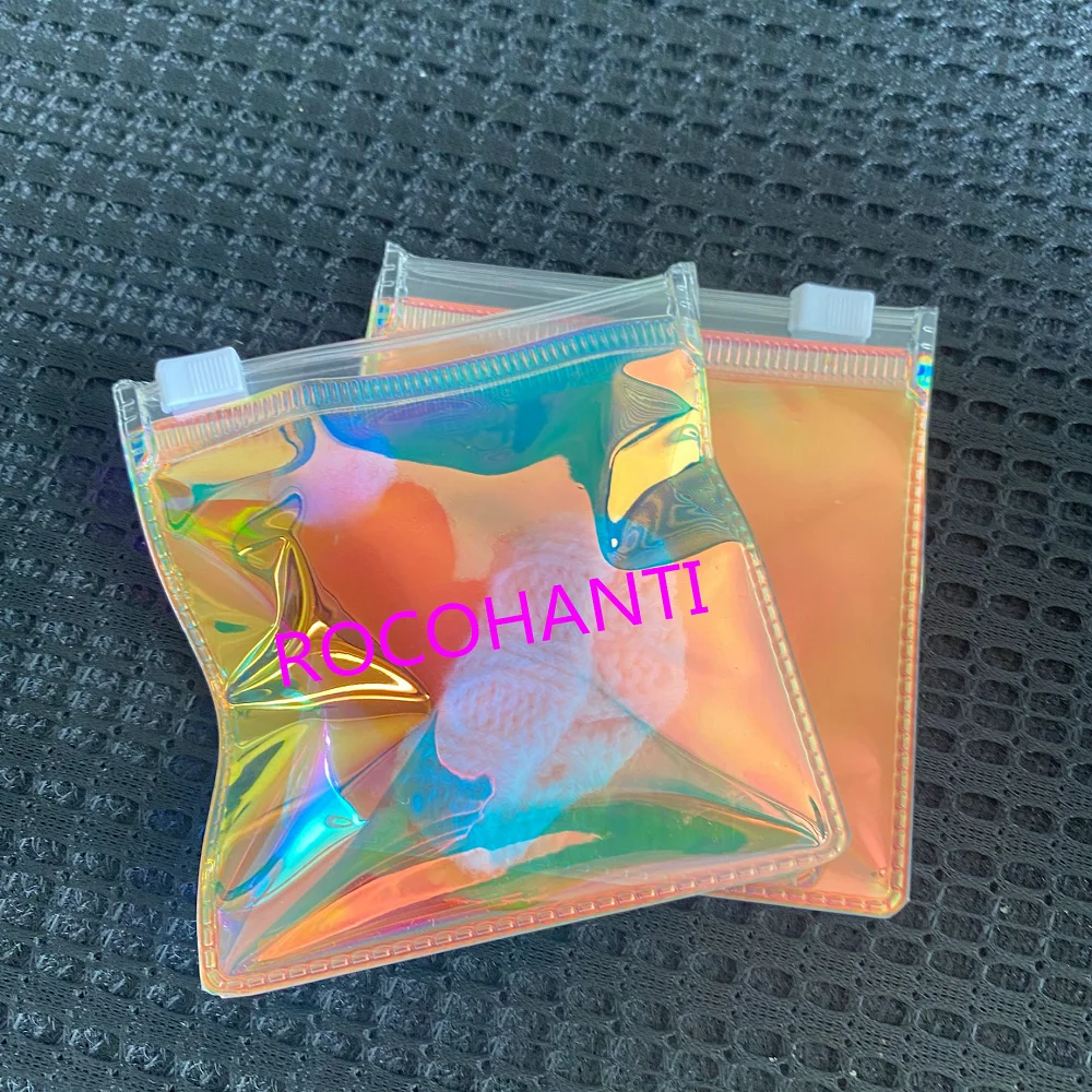 

Custom With Your Logo Rainbow Mini 8x8 cm Pvc Plastic Earring Necklace Jewelry Packaging Small Zip Lock Pouch Bag For Jewellery