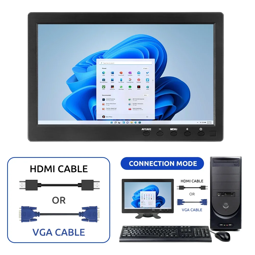Car Multimedia Player 10.1 Inch Car Headrest Monitor HD Digital LCD Screen DVD Player Slim Design UV Coating HDMI-compatible VGA AV USB SD Port