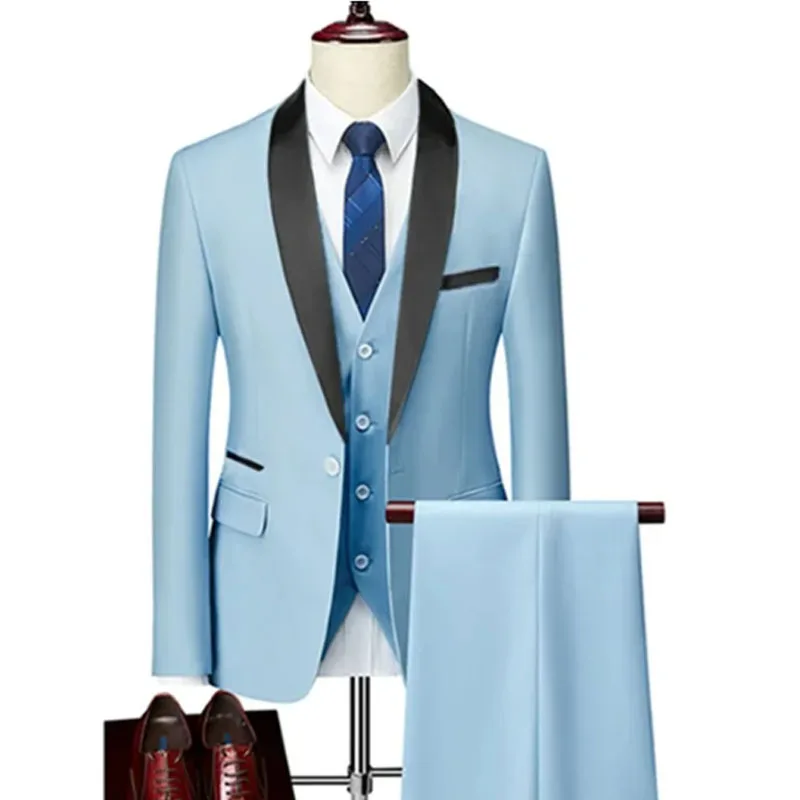 suits for men 3 Pieces Set Formal Slim Fit tuxedo suit Prom Suit Male Groom Wedding Blazers High Quality Dress Men's clothing