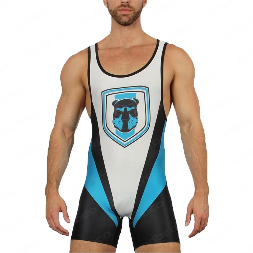 Sports Suit Men's Wrestling Singlets One Piece Bodysuit Professional Coverall Training Competition Freestyle GYM Skinsuit