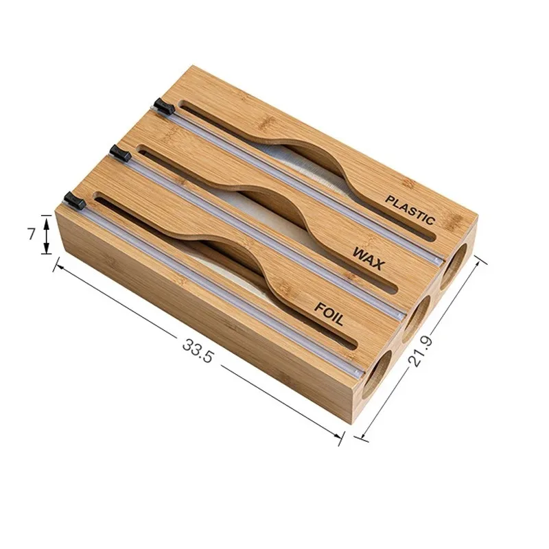 3 in 1 Wrap Organizer With Cutter For ALuminum Foil Wax Paper And Cling Wrap Plastic Organizer Dispenser With Cutter