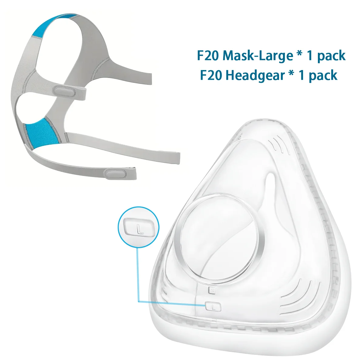 Copricapo Ricambio AirFit F20 - Confezione 2 Pezzi Con Clip Magnetiche - Taglia L