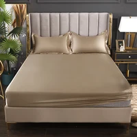 Fashionable Satin Elastic Fitted Sheet No Pillowcases Elastic Bands For Mattress Cover King Size 200*220 Bed Cover Bedding 2