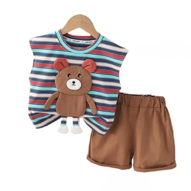 

New Summer Baby Clothes Children Girls Outfits Boys Striped Vest Shorts 2Pcs/Sets Toddler Casual Costume Infant Kids Tracksuits
