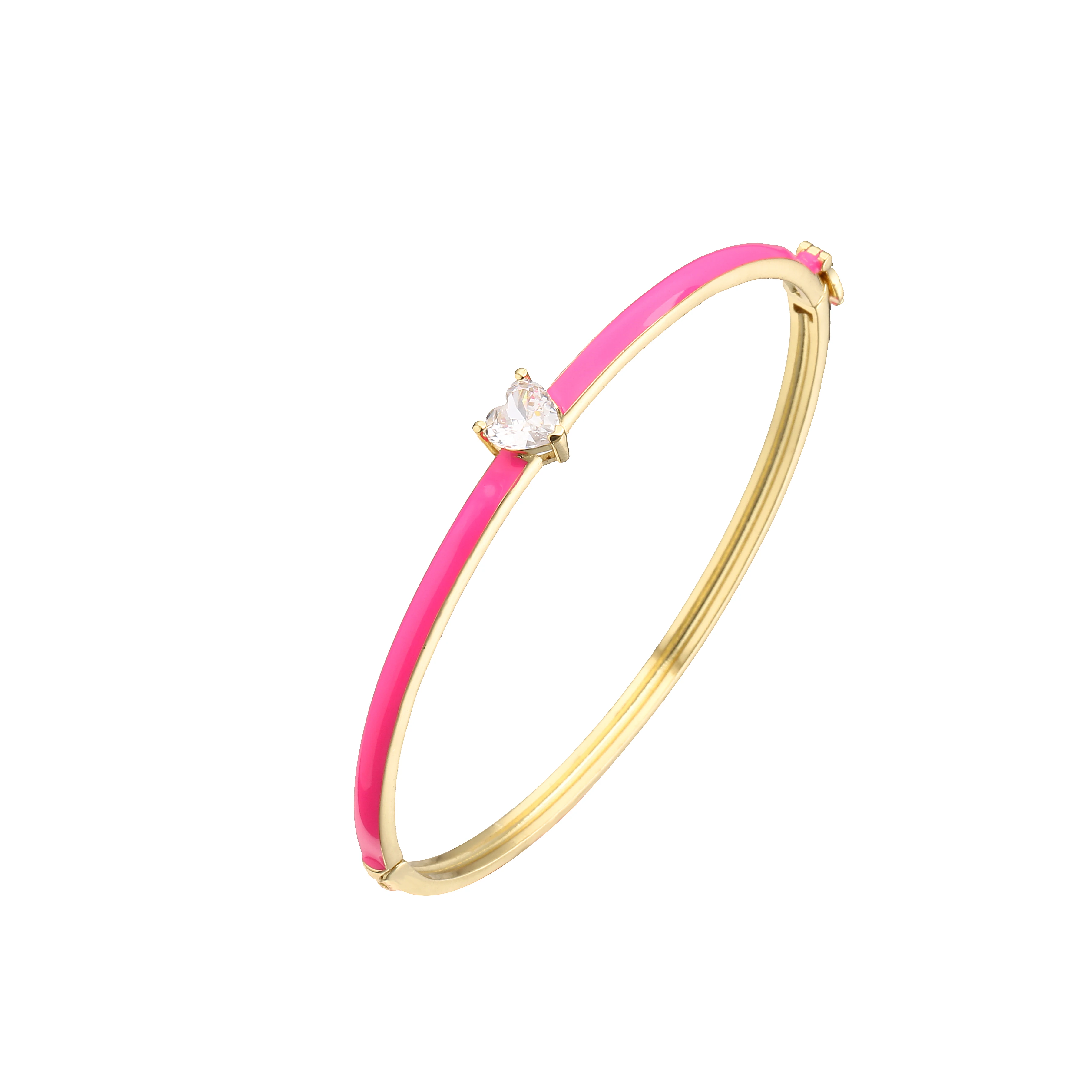 HECHENG, Love Heart Bangle Candy Bracelet for Women Rose Neon Green Enamel Bracelet, Gold Color Infinity Jewelry wholesale 2