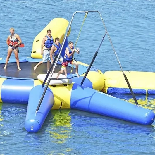 Inflatable water swing floating bungee outdoor extreme sport equipment for sea floating pool platform water bungee jumping