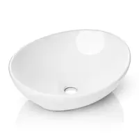 Modern Ceramic Vessel Sink - Bathroom Vanity Bowl -Small Oval White 2