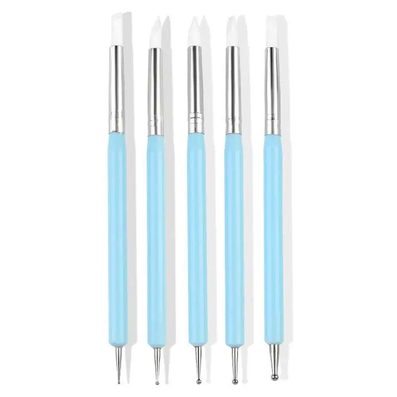 5Pcs Double Head Silicone Carving Pen DIY Ceramic Tool Clay Soft Clay Plastic Knife Carving Pen Nail Tool Drilling Pen Set