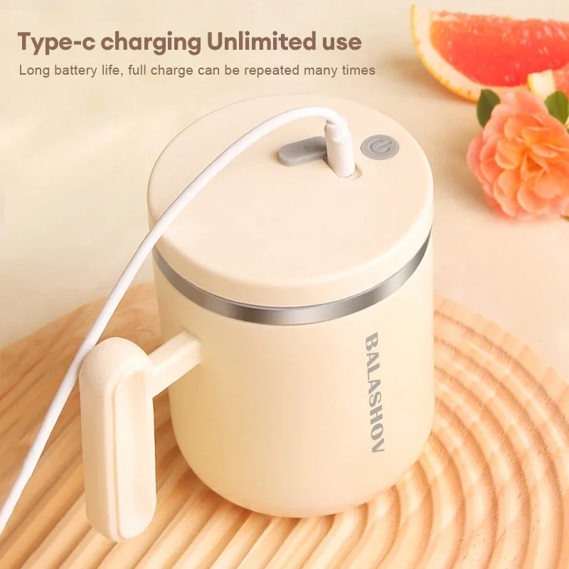 Electric Auto Self Stirring Cup 400ml Rechargeable Self Mixing Coffee Protein Powder Stirrer Stainless Steel Cup for Home Office electric stirring cup electric mixing cup electric stirring mug