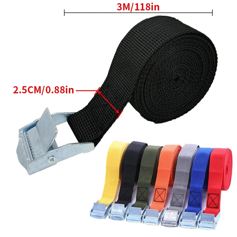 Car Tension Rope Tie Down Strap Strong Ratchet Belt For Luggage Bag Cargo 1pcs