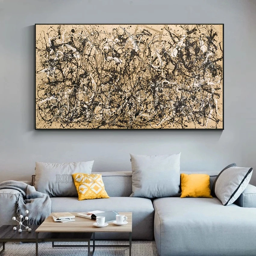 Copia Pollock Dipinti Ad Olio 100% Dipinto A Mano Pittura A Olio Su Tela Nuova Decorazione Astratta Fatta A Mano Pittura A Olio Wall Art Picture