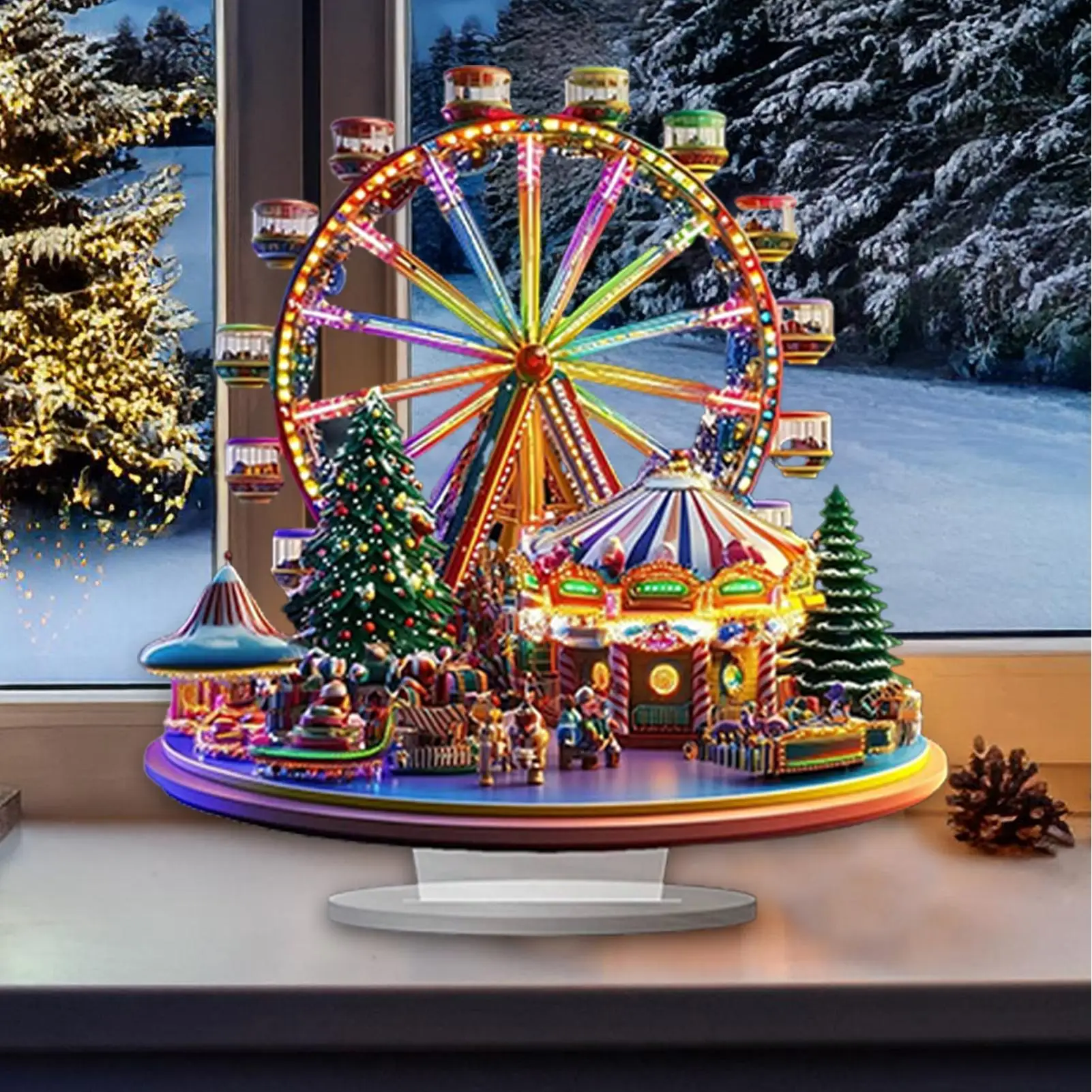 Christmas Ferris Wheel Ornament Acrylic Ferris Wheel Display Board 2D