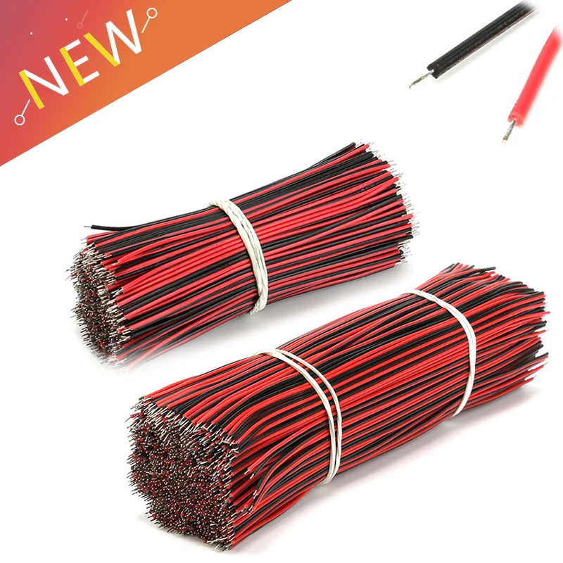 

50Pcs/lot Red Black Abreast Line 26AWG 80mm 150MM length LED Line Connecting Tin Plating Wire DIY 2P Electronic Wire Welding