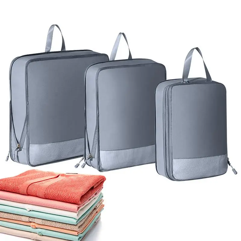 

Expandable Luggage Packing Organizers 3 Piece Travel Compression Packing Cubes For Outdoor Indoor Use Lightweight Compressible