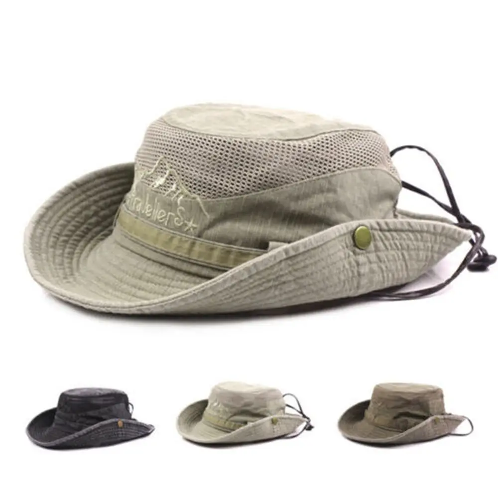 Foldable Cotton Sun Protection Hat Adjustable Breathable Wide Brim Fishing Cap Bucket Hat Jungle Outdoor Camping Accessories sun hat fisherman hat sun protection hat