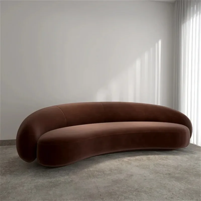 Sofá curvo minimalista para sala de estar Sofá confortável para salão, Sofá de 2 lugares, Mobiliário moderno, Designer de luxo, Piso nórdico
