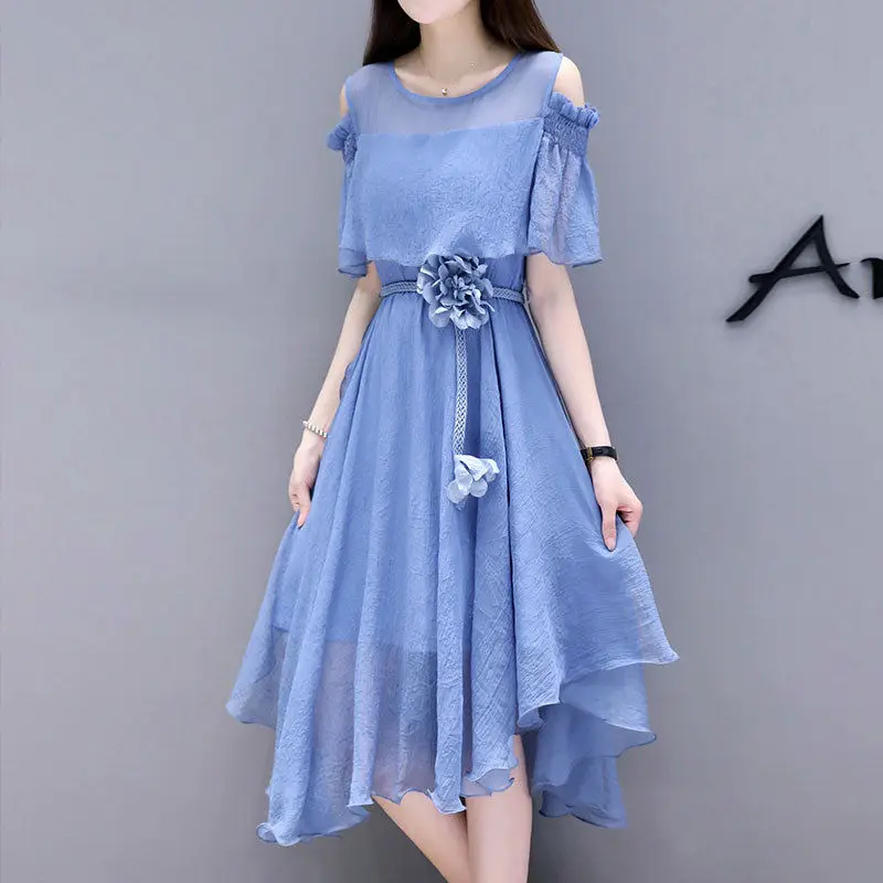 

Women Chiffon Dress 2023 New Fashion Sweet Slim Summer Strapless Dresses for Female Dresses Dress for Women EF1998