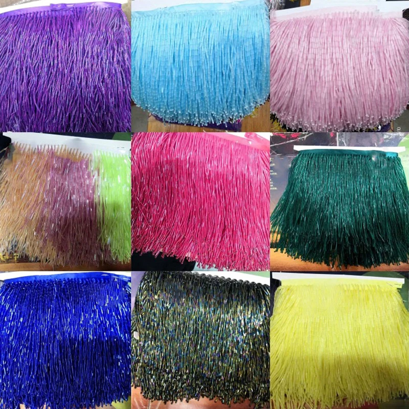 15CM 실버 레드 비즈 튜브 태슬 의류 액세서리 레이스 트림 웨딩 및 이브닝 드레스 커튼 장식