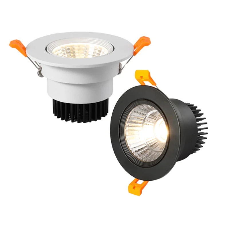 

White Black LED COB Spotlight Ceiling lamp AC85-265V 3W 5W 7W 9W 12W 15W Aluminum recessed downlights round led panel light