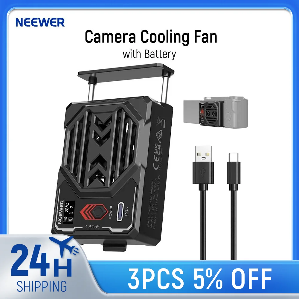 Camera Cooling Fan with Battery Spring Loaded External Cooler for Sony ZV-E1 A6700 Canon R6 Mark II Fujifilm XS20