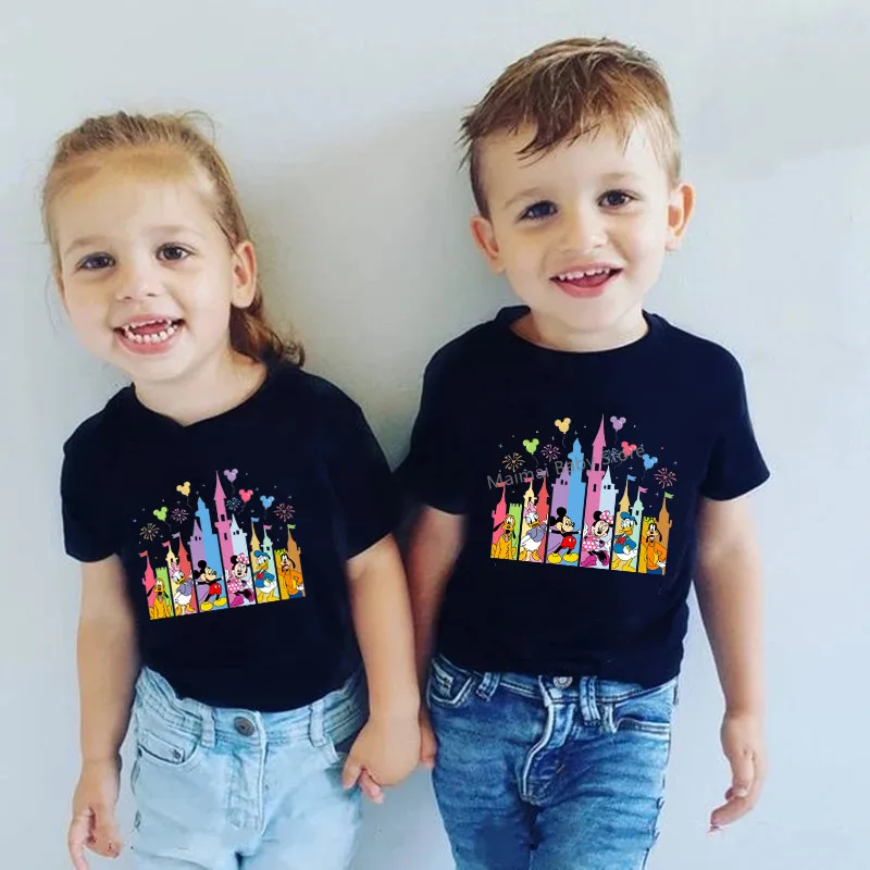 New Castle Mickey Minnie Family Matching Shirts Cotton Father Mother Kids First Disney Trip Tshirt Funny Disneyworld Tees Tops 2
