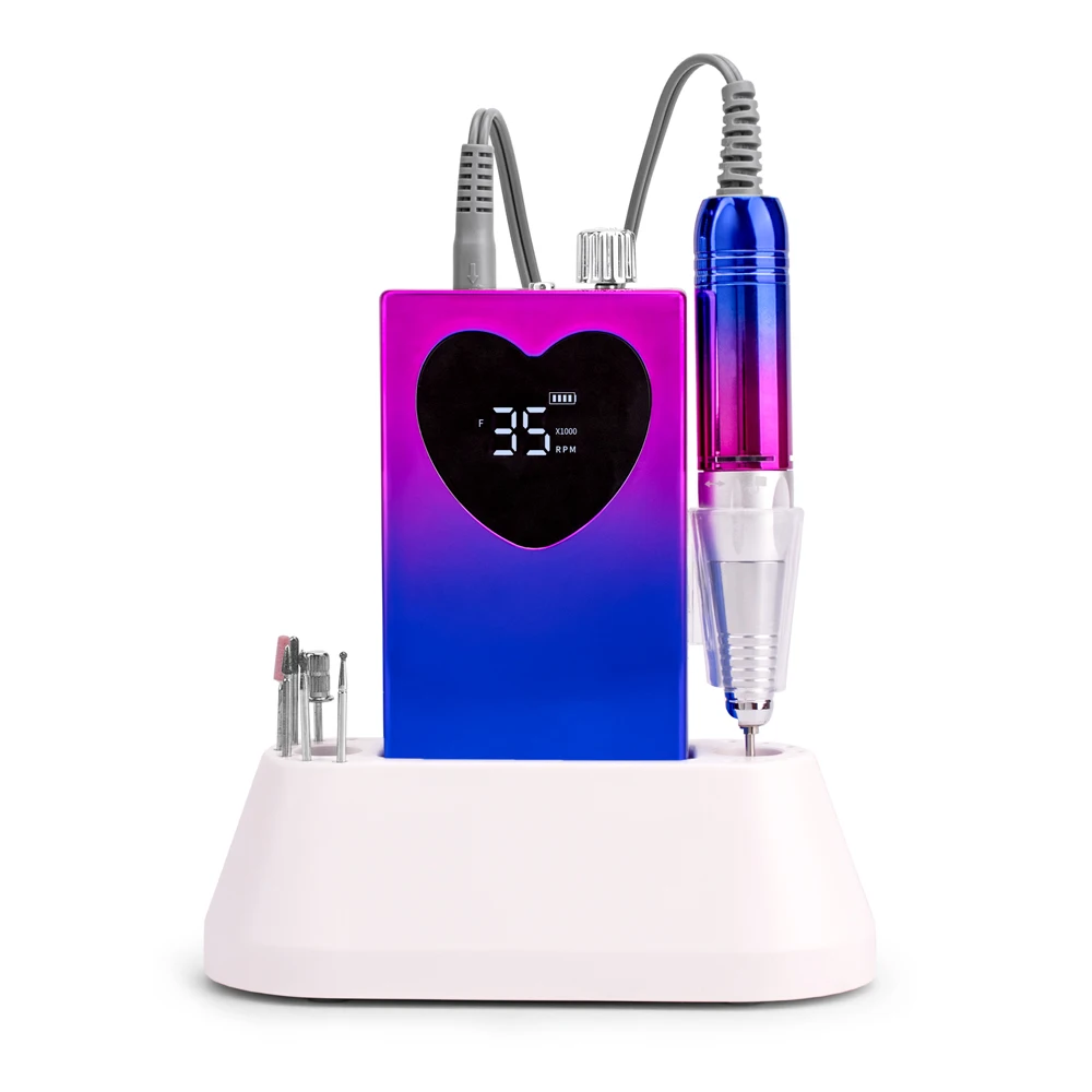 Ultra-thin Body Nail Drill Machine 35000RPM Portable Electric Nail File Rechargeable Manicure Machine Set Kit Gradient Color 4