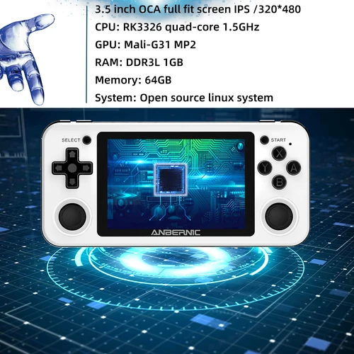 Anbernic 레트로 비디오 게임 콘솔, 3.5 인치 IPS 스크린, 3500 mAh 오픈 소스 리눅스 8000 + 게임, PS1 PSP NDS N64 GBC GBA FC, RG351P 2