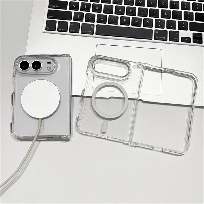 Crystal Clear Magnetic Phone Case with Shockproof Protection and Wireless Charging Compatibility