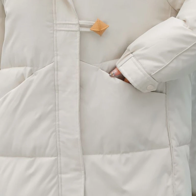 2024 New Women Down Cotton Coat Winter Jacket Female Baggy Long Parkas Thicken Hooded Warm Outwear Solid Color Casual Outcoat