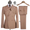 Cenne Des Graoom 2024 New Elegant Brown Double Breasted Suits for Men Hand Sewn Buttons 2 Pieces Set High Quality Wedding Party 1
