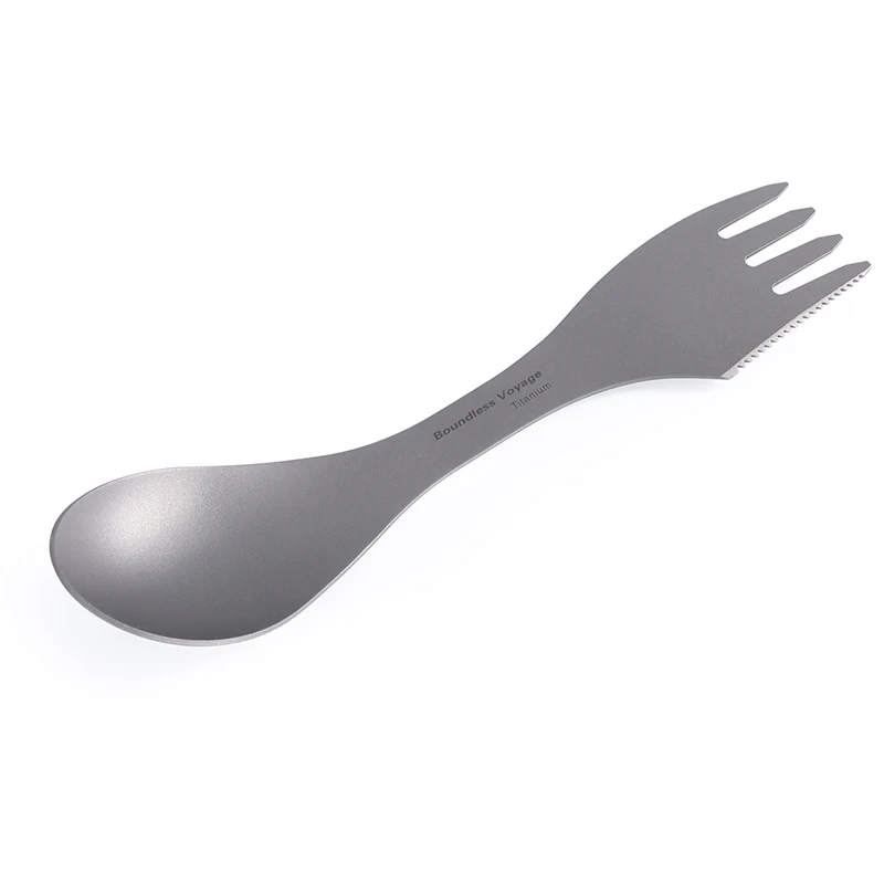 

Boundless Voyage Camping Tableware Spork Portable Outdoor Picnic 3 in 1 Titanium Spoon Travel Cookware Titanium Spoon Fork