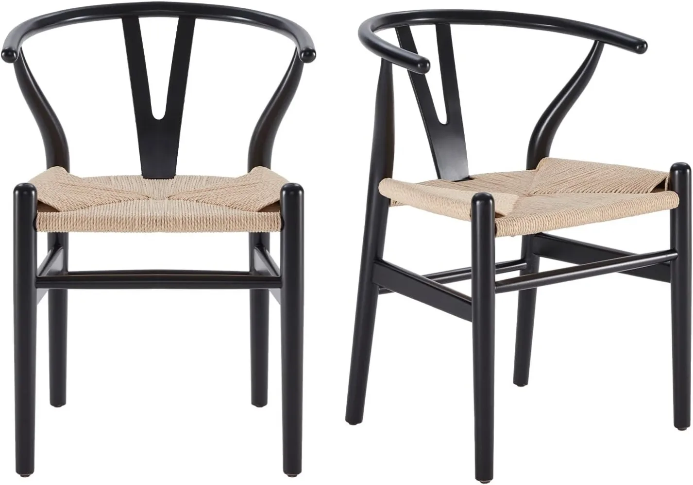 

Farini Wishbone Chairs for Dining Room Solid Wood Rattan Chair Armchairs Y Shaped Backrest Hemp Seat for Home Restaurant
