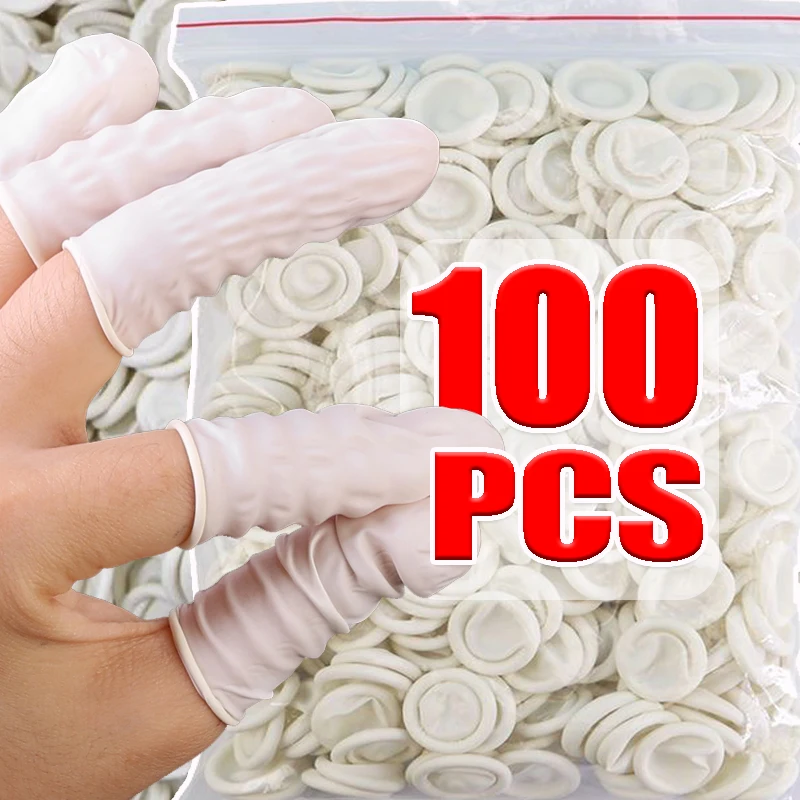 Disposable Finger Cover Natural Rubber Non-slips Gloves Anti-static Latex Finger Cots Fingertips Sets 100/10PCS for Household disposable gloves,protective gloves,safety gloves,disposable finger covers