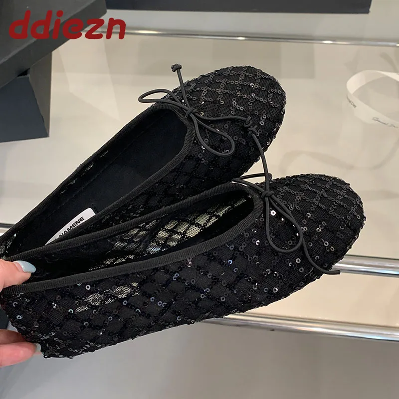 Ballerines Femme Puxowe Tricot Respirant - Chaussures Plates Confortables Slip On