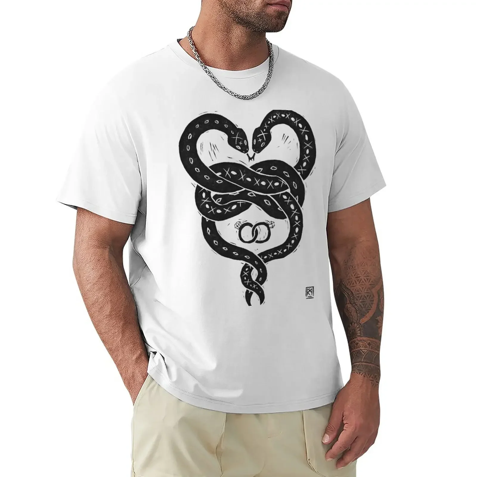 

Snakes Entwined T-Shirt Blouse aesthetic clothes T-shirts for men cotton