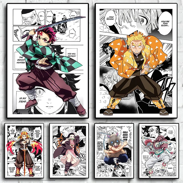 Demon Slayer Posters Anime para Quarto Infantil, Filme Japonês, Tanjirou,  Inosuke, Quadrinhos, Pintura, Decoração de Casa