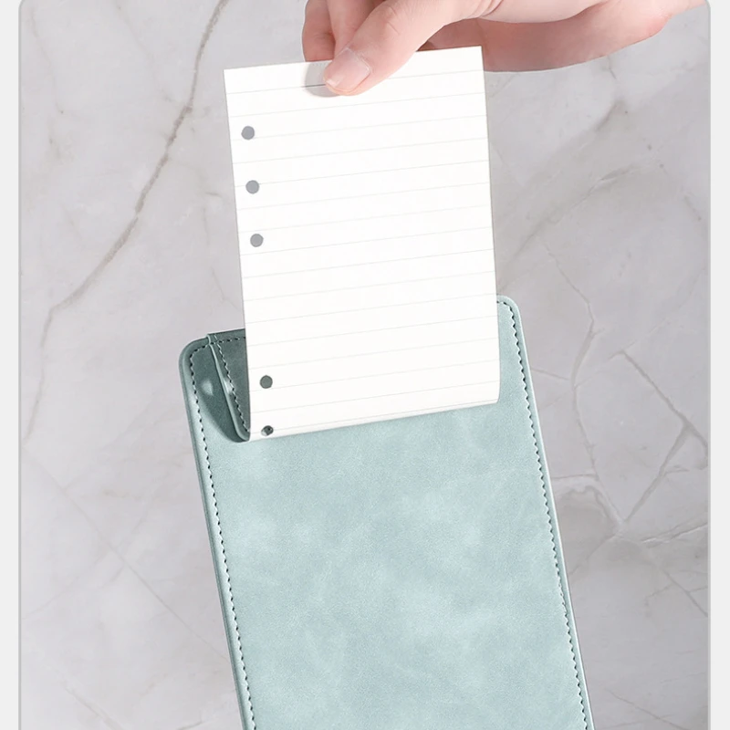 PU Leather Mini Magnetic Writing Clipboard Pure Color Writing Pad Business File Folder Restaurant Menu Covers Paper Organizer 5