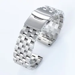 Universal Stainless Steel Watchband - Adjustable Metal Bracelet - 22mm (Silver)