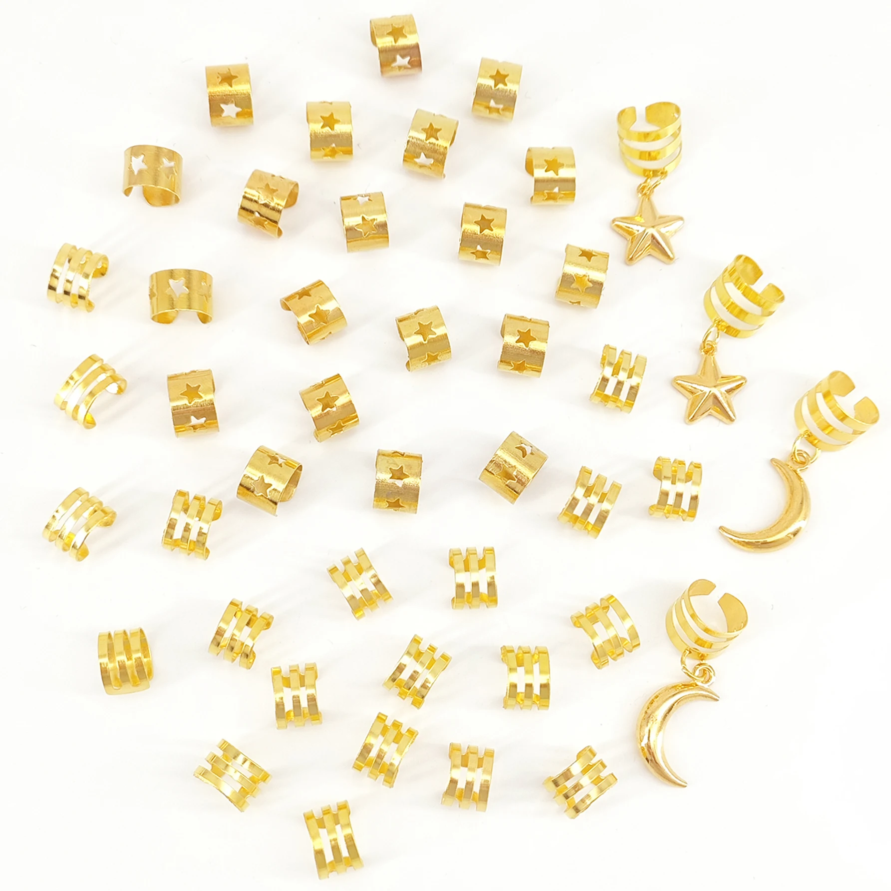 Star and Moon Composite Metal Loc Jewelry for Braids Dreadlocks Accessories for women girls party Ramadan 44pcs jewelry accessories hair accessory