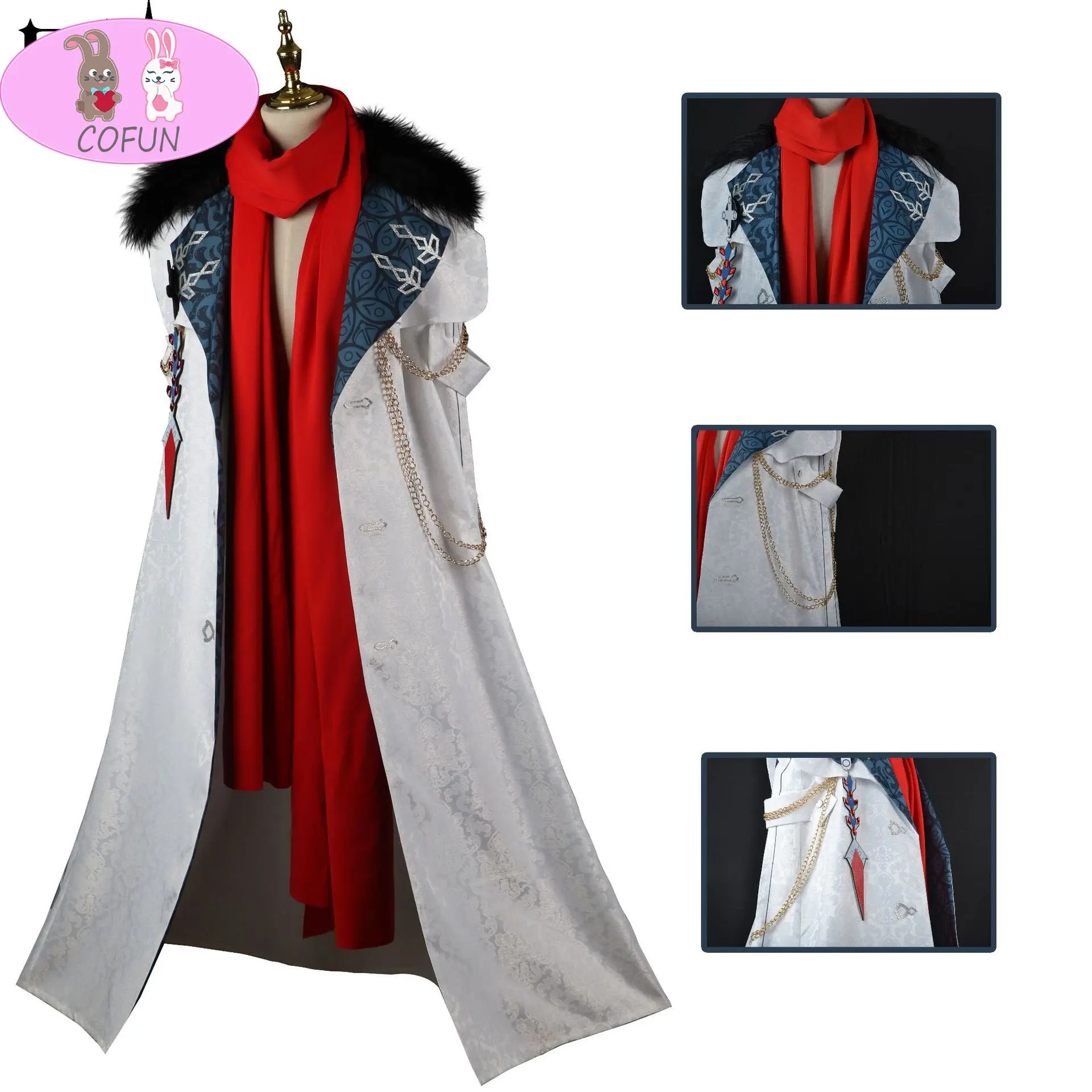 

COFUN Genshin Impact Fatui Pulcinella /Arlecchino /Sandrone/Capitano/Il Dottore/ Pantalone/Tartaglia Cloak Cosplay Costume