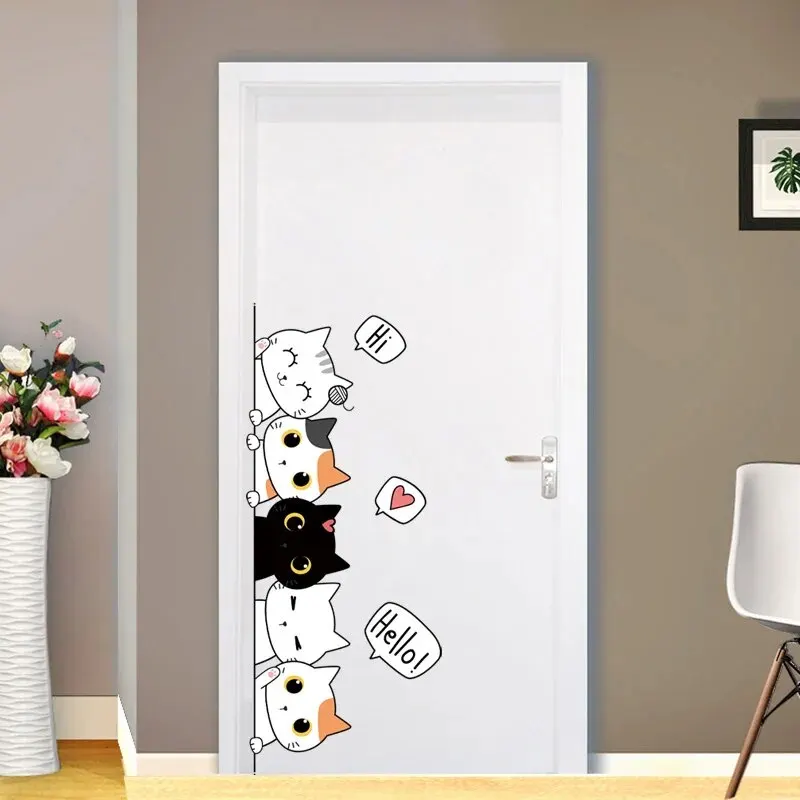 Cute Kitten Door Sticker Decor 2